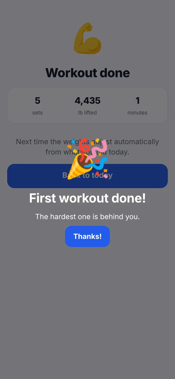 Finished workout summary with total volume